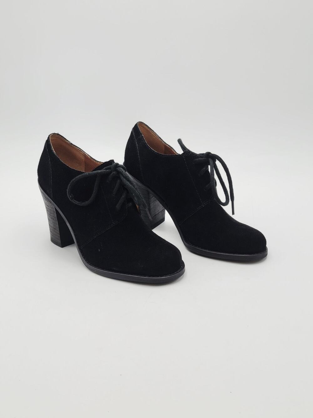 Lucky Brand Womens Sz 5.5M Mystique Black Leather Lace Up Bootie Shoe EUR 35